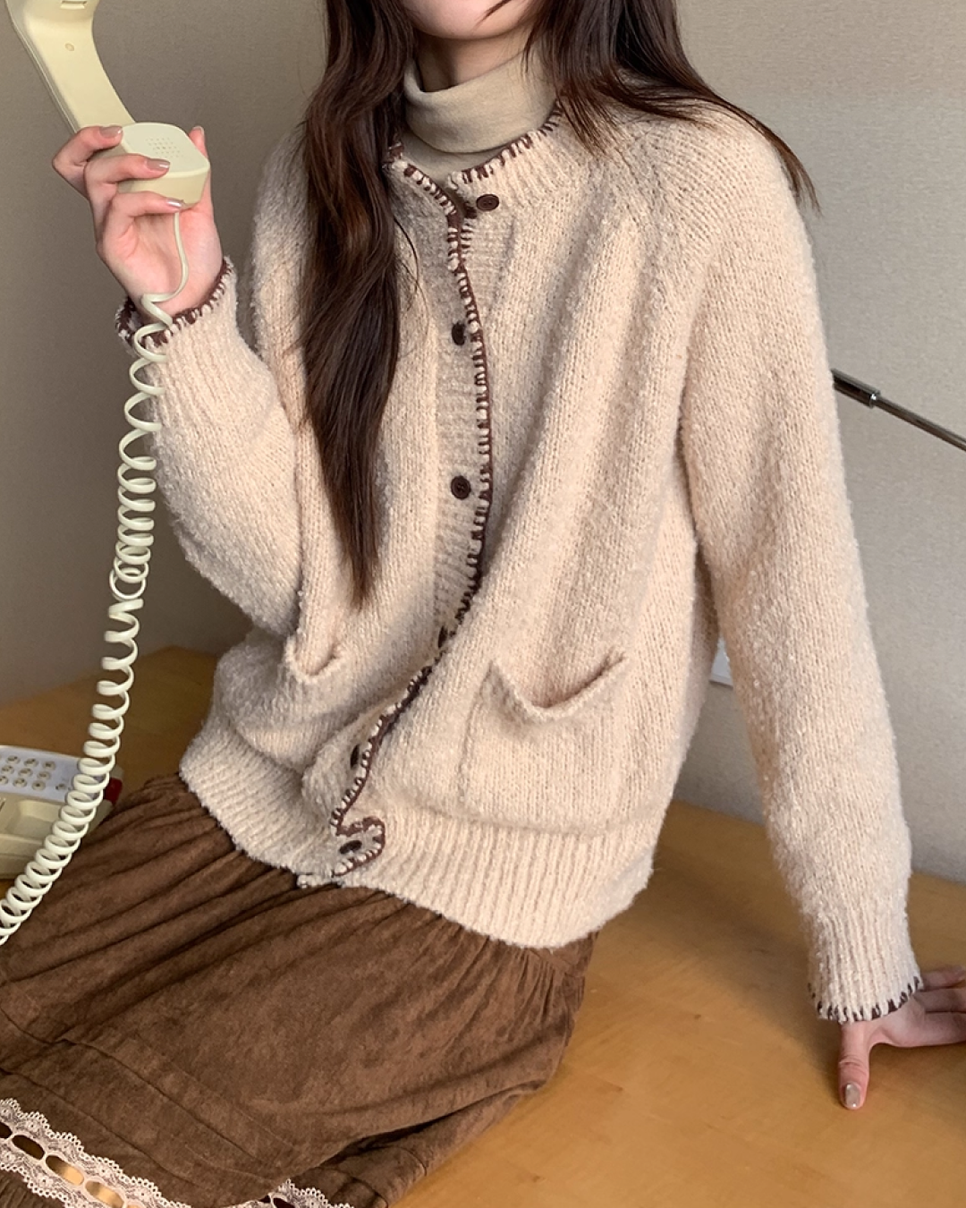 String Design Knit Cardigan BU0077