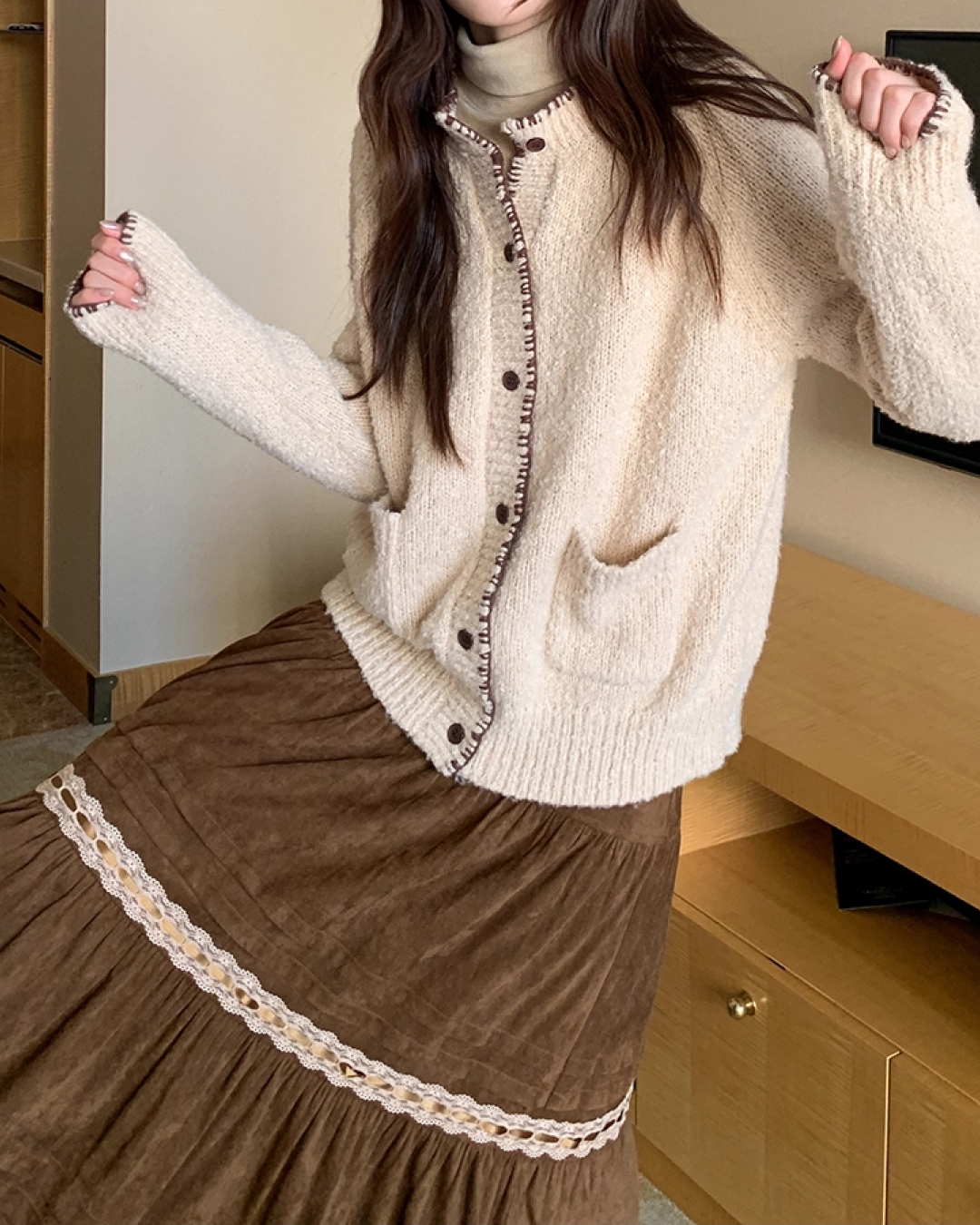 String Design Knit Cardigan BU0077