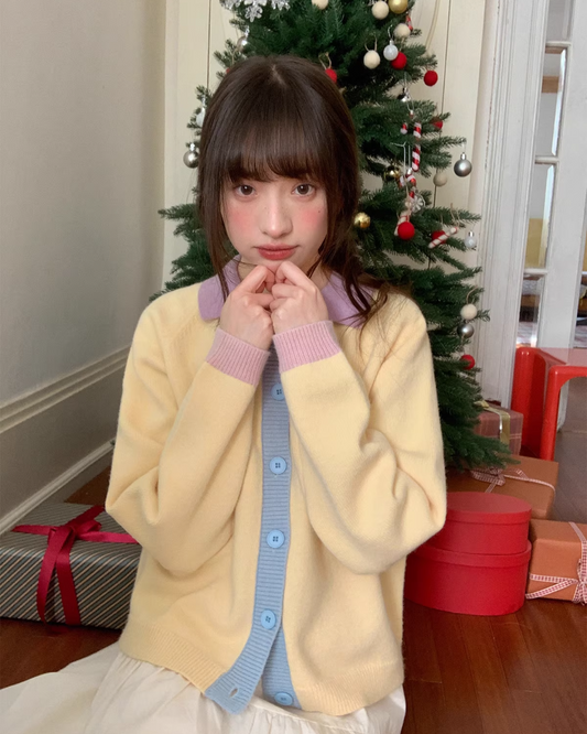 Bicolor Knit Cardigan  BU0078