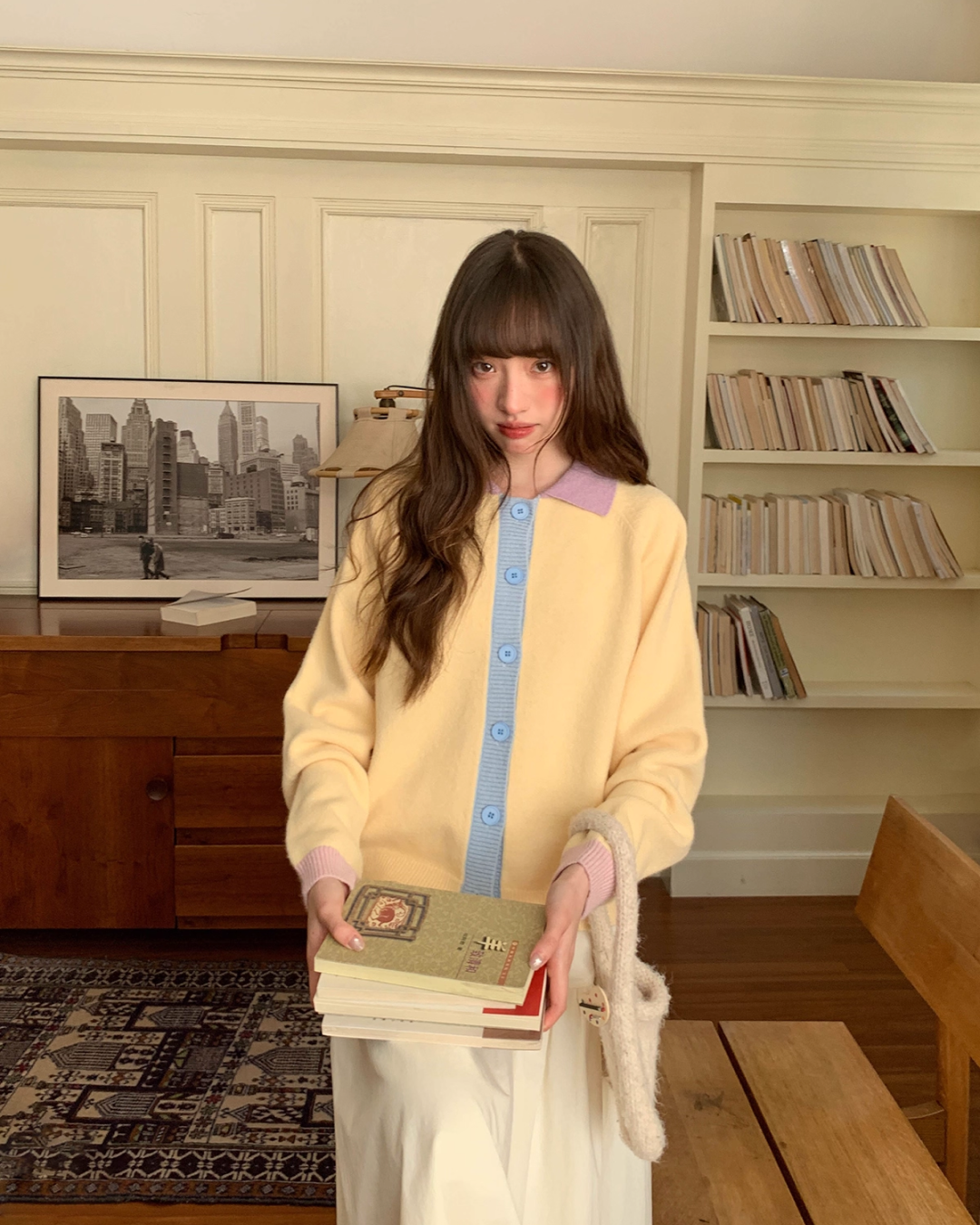 Bicolor Knit Cardigan BU0078