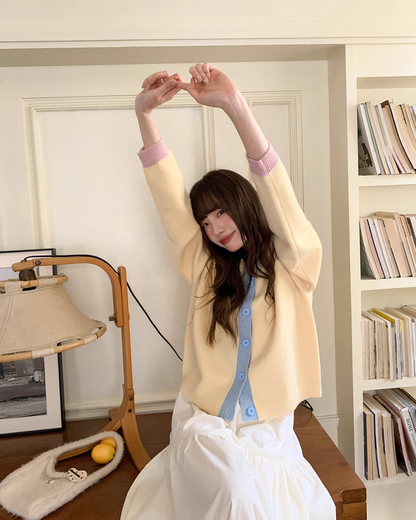 Bicolor Knit Cardigan BU0078