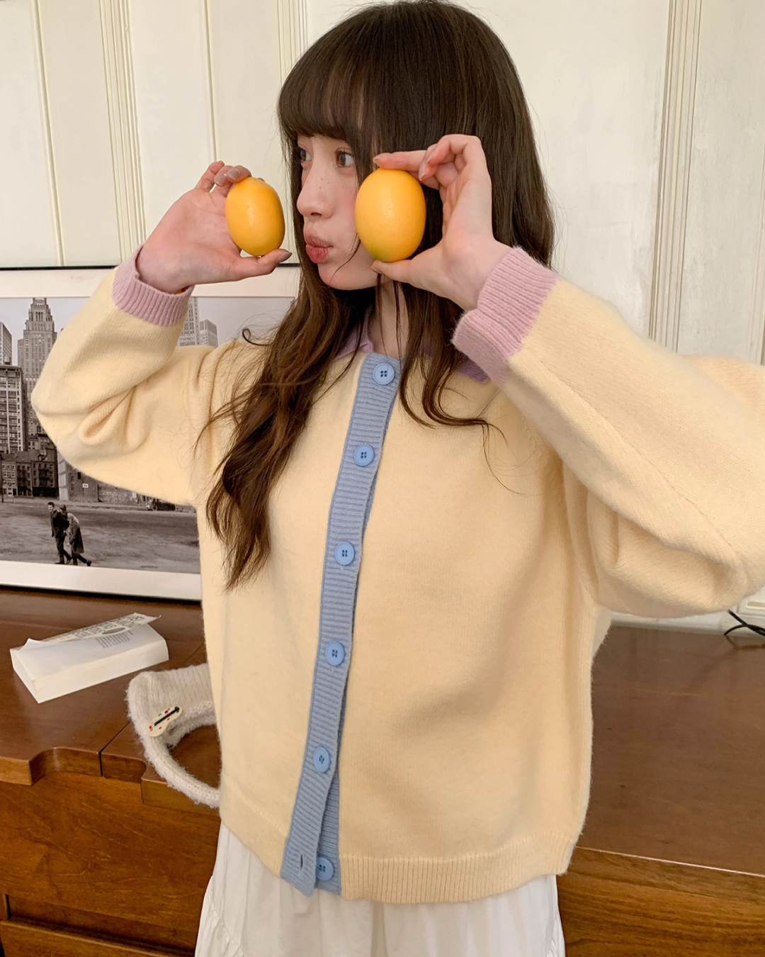 Bicolor Knit Cardigan BU0078