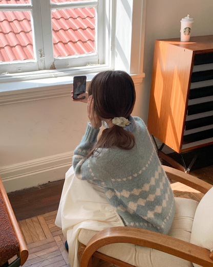 Heart Diamond Pattern Knit Shirt  BU0080