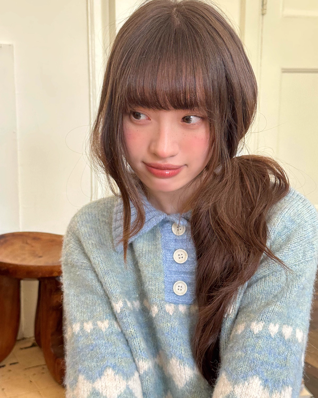 Heart Diamond Pattern Knit Shirt  BU0080