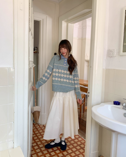 Heart Diamond Pattern Knit Shirt  BU0080