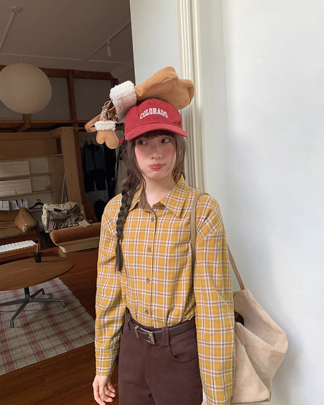 Yellow Check Button Shirt BU0084