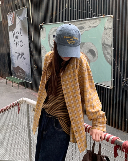 Yellow Check Button Shirt BU0084