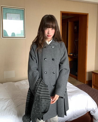 Wool Long Pleats Coat BU0093