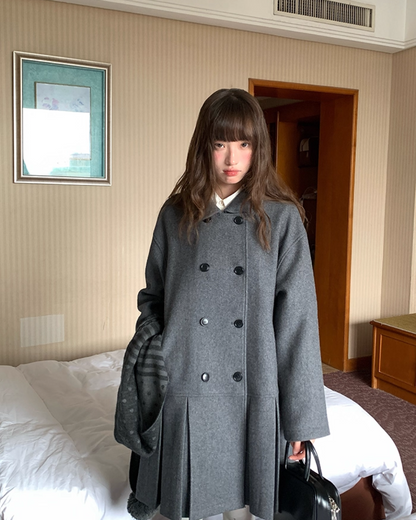 Wool Long Pleats Coat BU0093