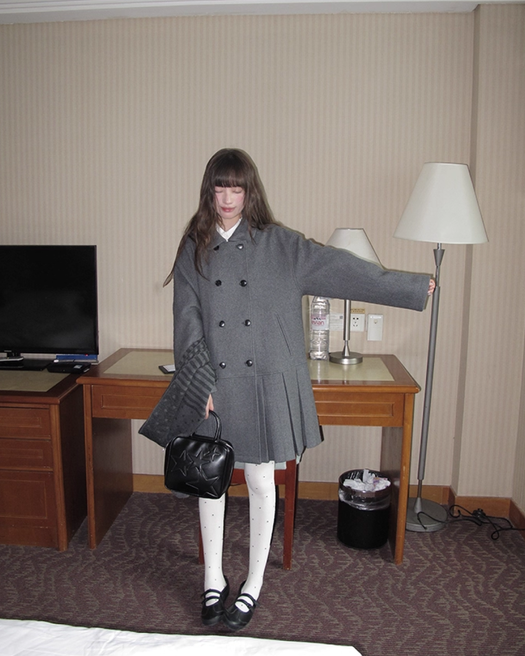 Wool Long Pleats Coat BU0093