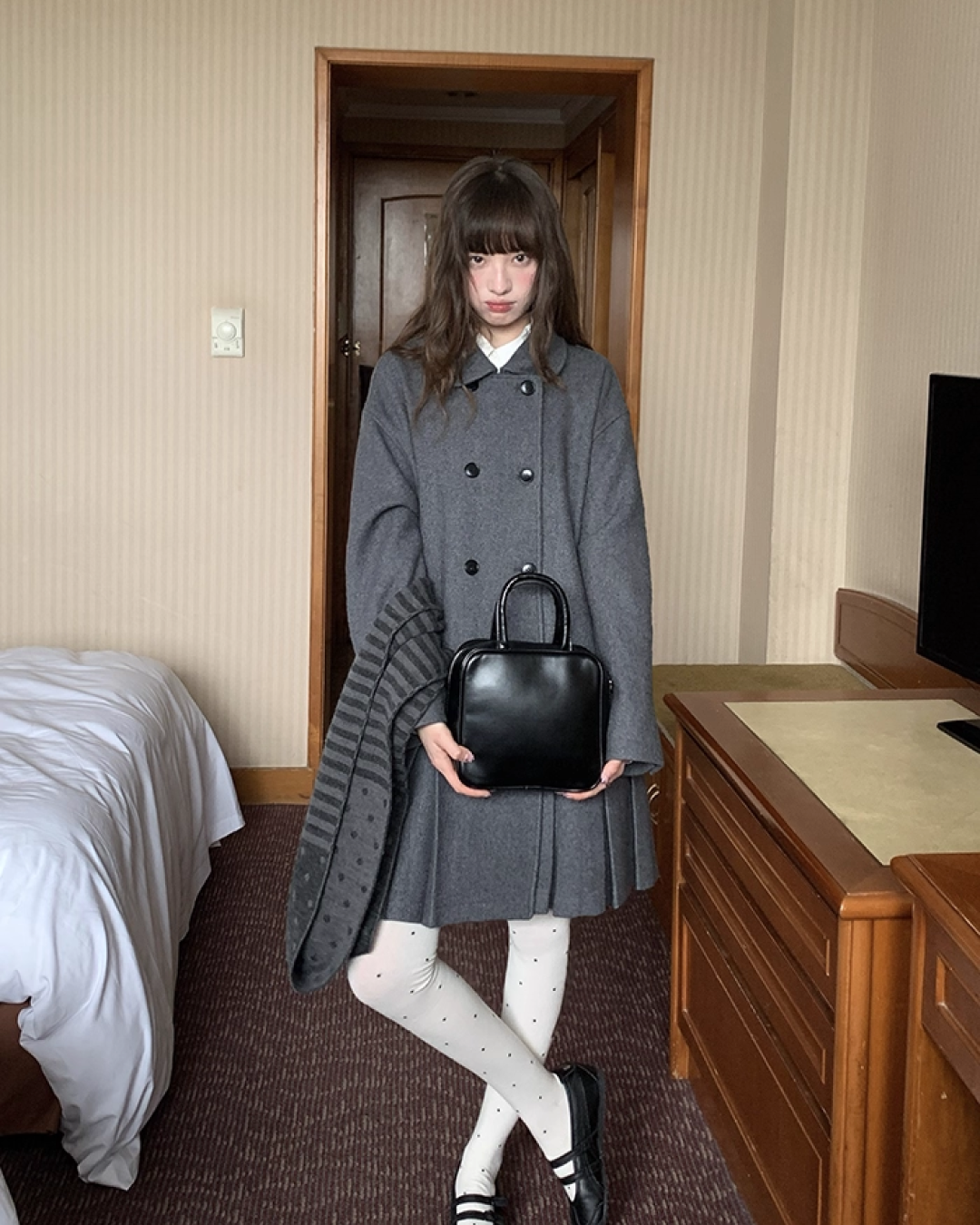 Wool Long Pleats Coat BU0093