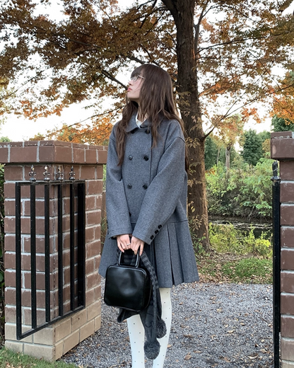 Wool Long Pleats Coat BU0093