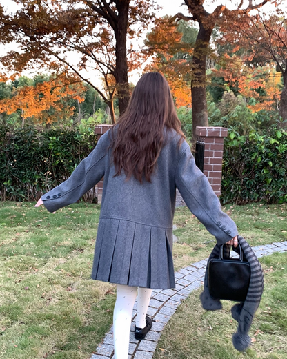 Wool Long Pleats Coat BU0093