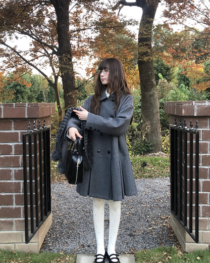 Wool Long Pleats Coat BU0093