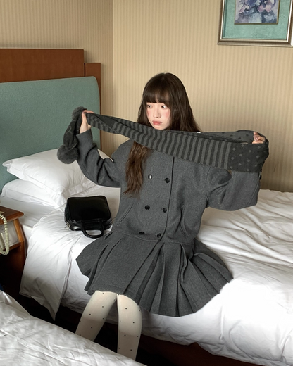 Wool Long Pleats Coat BU0093