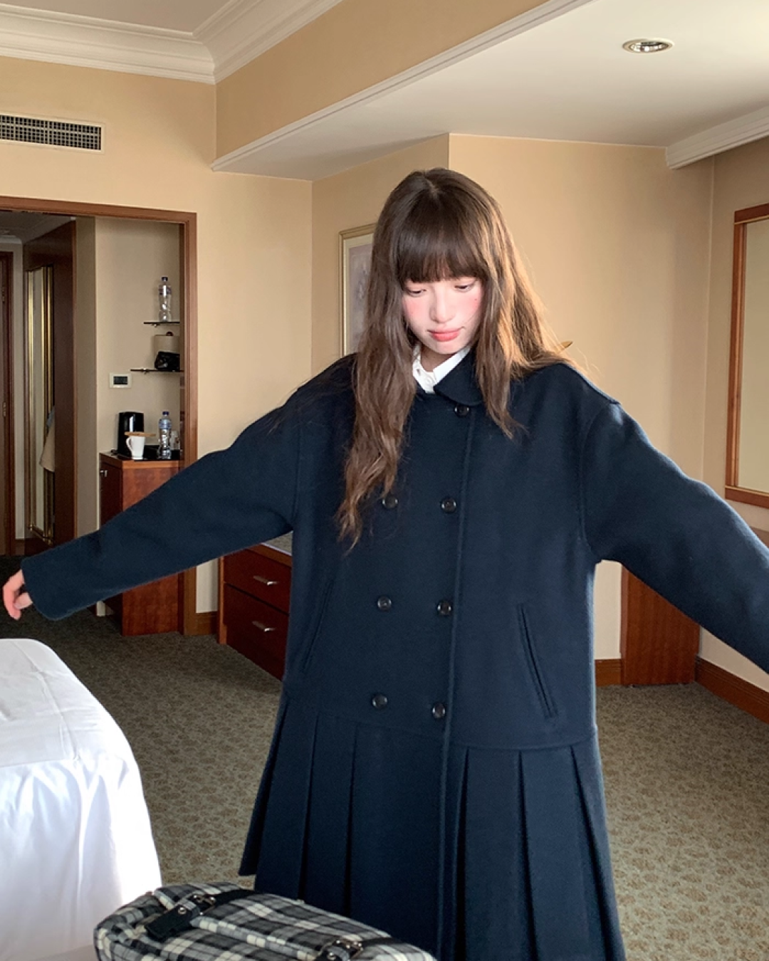 Wool Long Pleats Coat BU0093