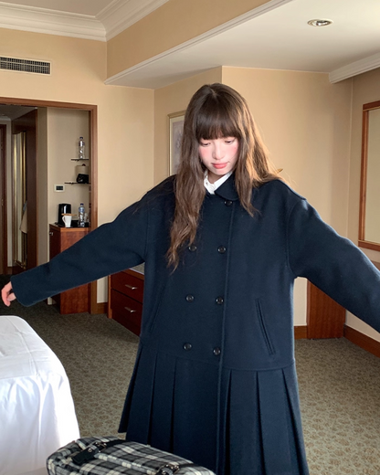 Wool Long Pleats Coat BU0093