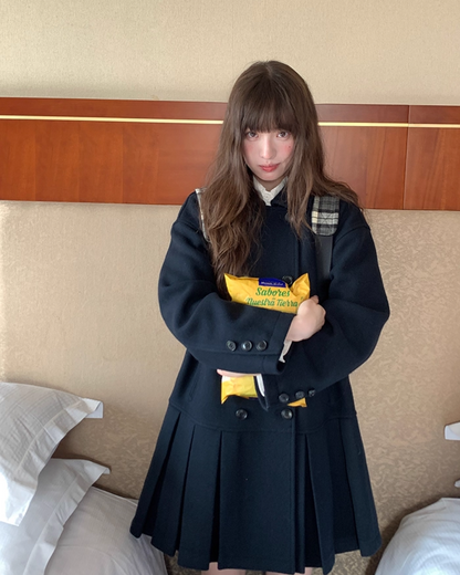 Wool Long Pleats Coat BU0093