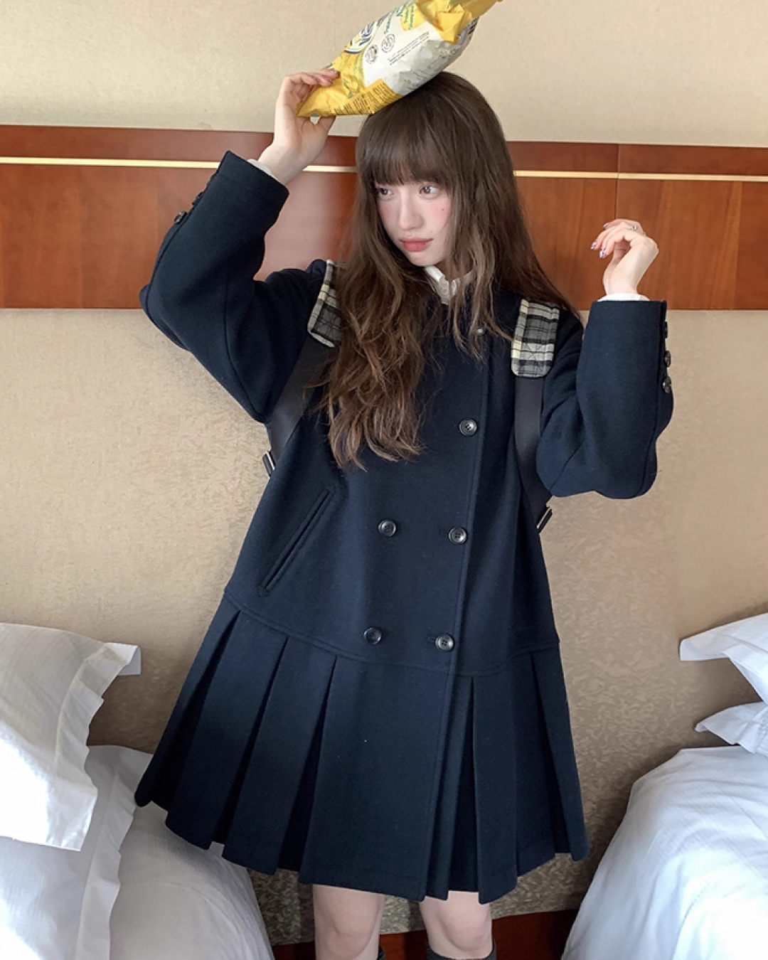 Wool Long Pleats Coat BU0093