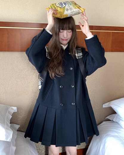 Wool Long Pleats Coat BU0093