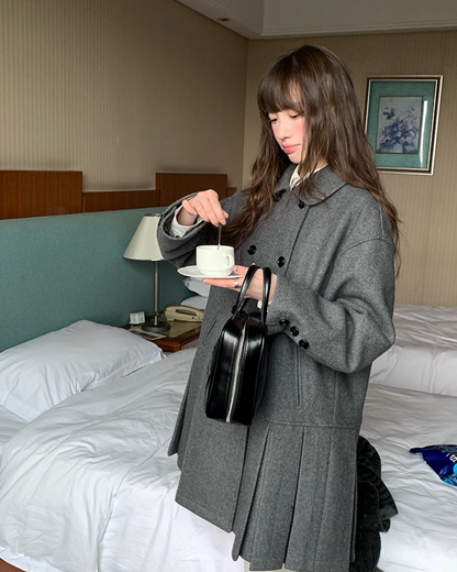Wool Long Pleats Coat BU0093