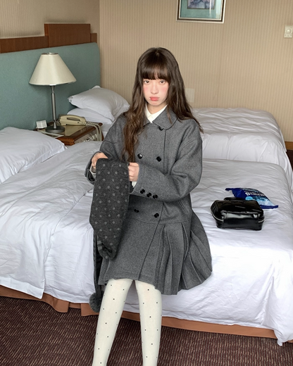 Wool Long Pleats Coat BU0093