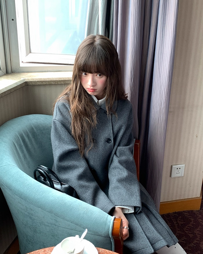 Wool Long Pleats Coat BU0093