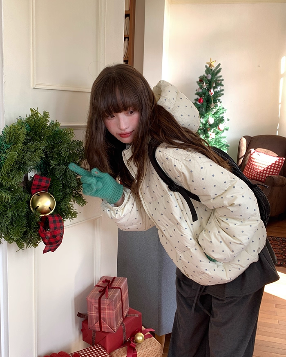 Dot Pattern Down Jacket BU0096