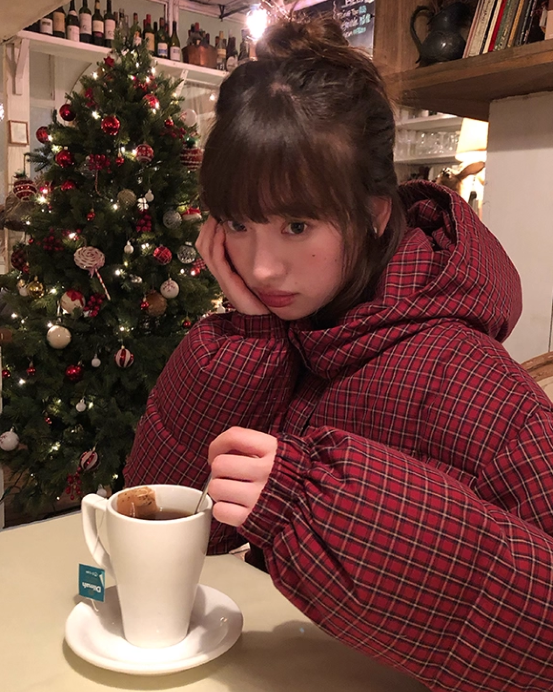 Red Check Pattern Down Jacket BU0099