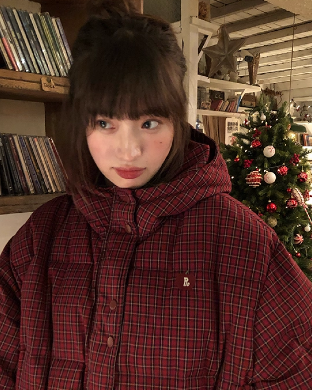 Red Check Pattern Down Jacket BU0099
