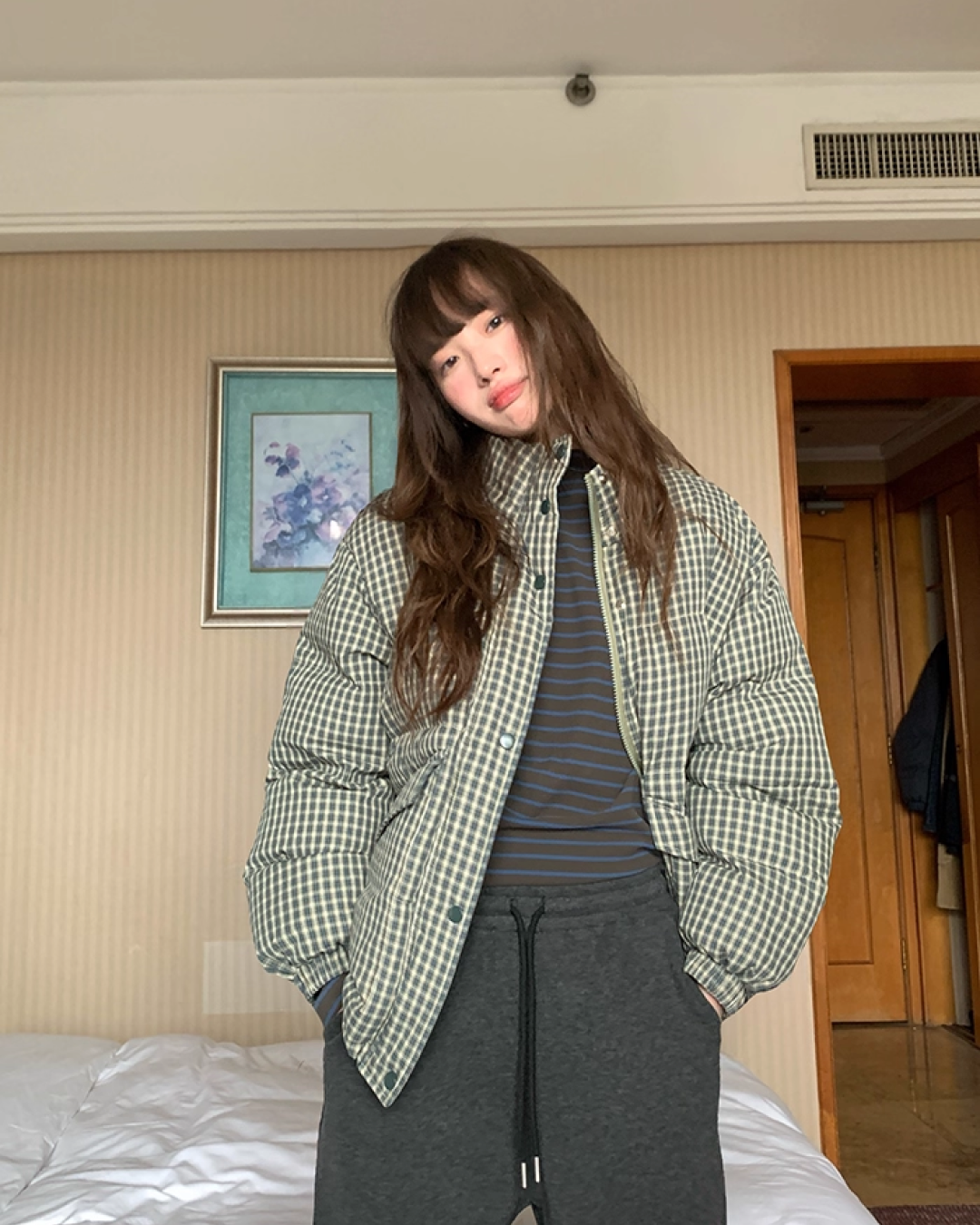 Button Check Padded Jacket BU0100