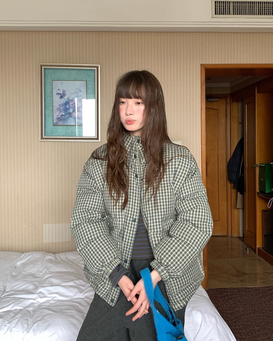 Button Check Padded Jacket BU0100