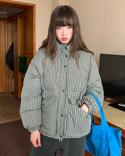 Button Check Padded Jacket BU0100