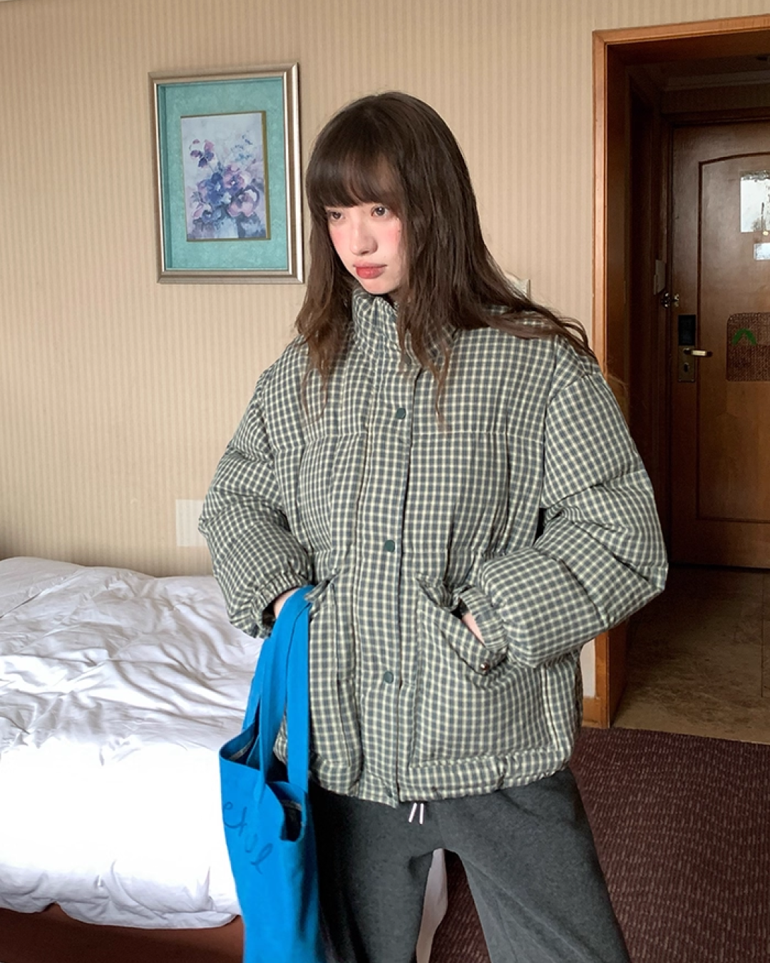 Button Check Padded Jacket BU0100