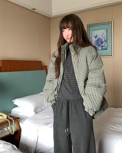 Button Check Padded Jacket BU0100