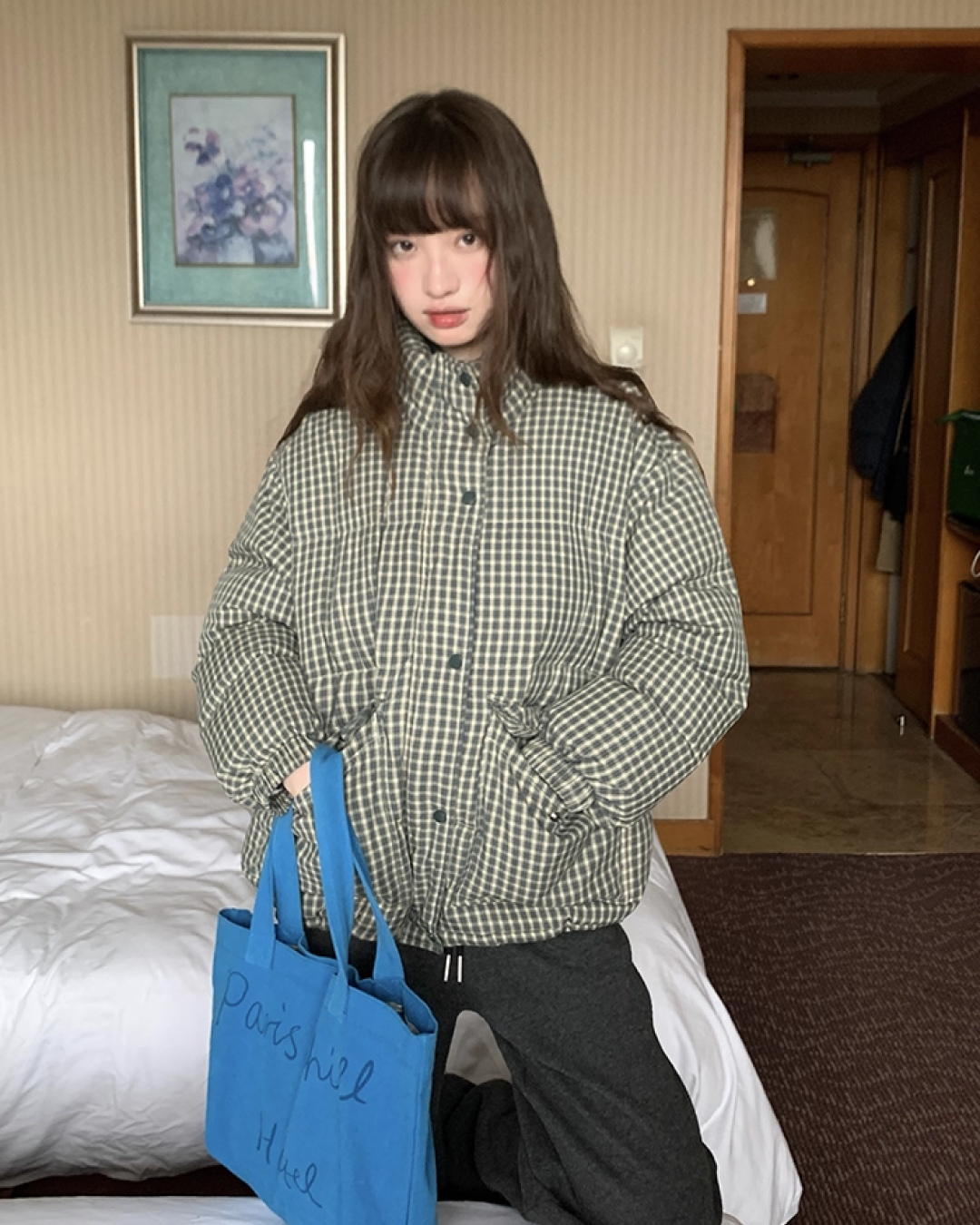 Button Check Padded Jacket BU0100