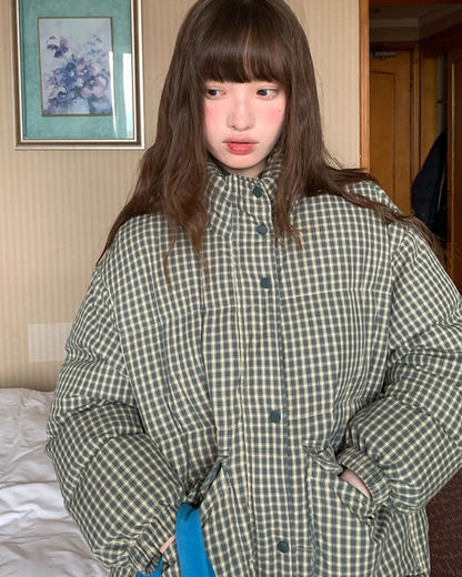 Button Check Padded Jacket BU0100