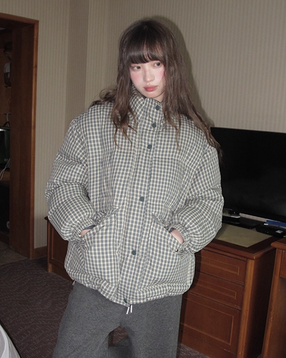 Button Check Padded Jacket BU0100