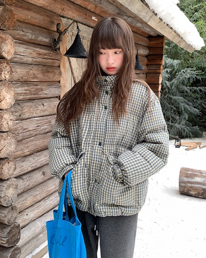 Button Check Padded Jacket BU0100