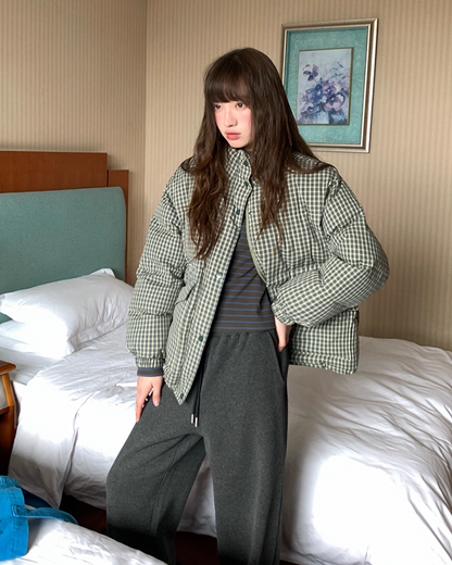 Button Check Padded Jacket BU0100