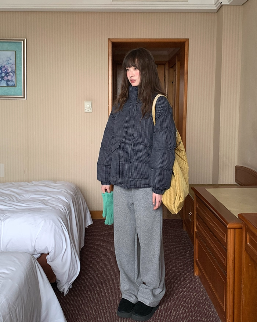 Button Check Padded Jacket BU0100