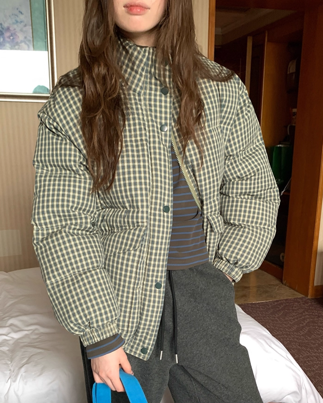 Button Check Padded Jacket BU0100
