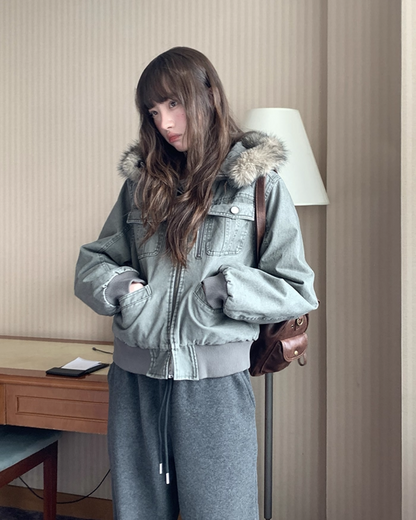 Wash Design Boa Hood Padded Jacket BU0101