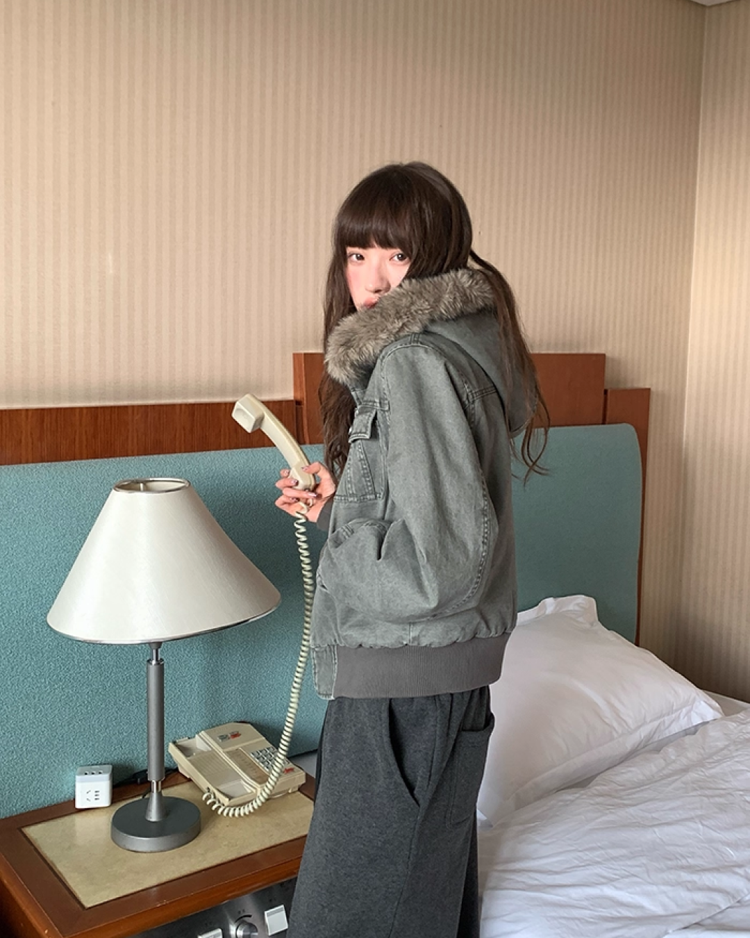 Wash Design Boa Hood Padded Jacket BU0101