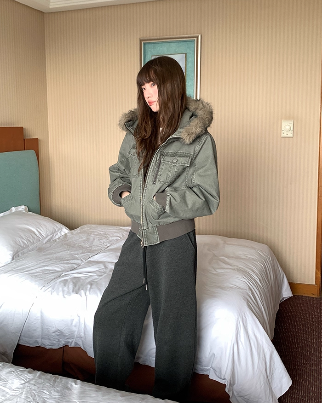 Wash Design Boa Hood Padded Jacket BU0101