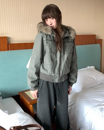 Wash Design Boa Hood Padded Jacket BU0101
