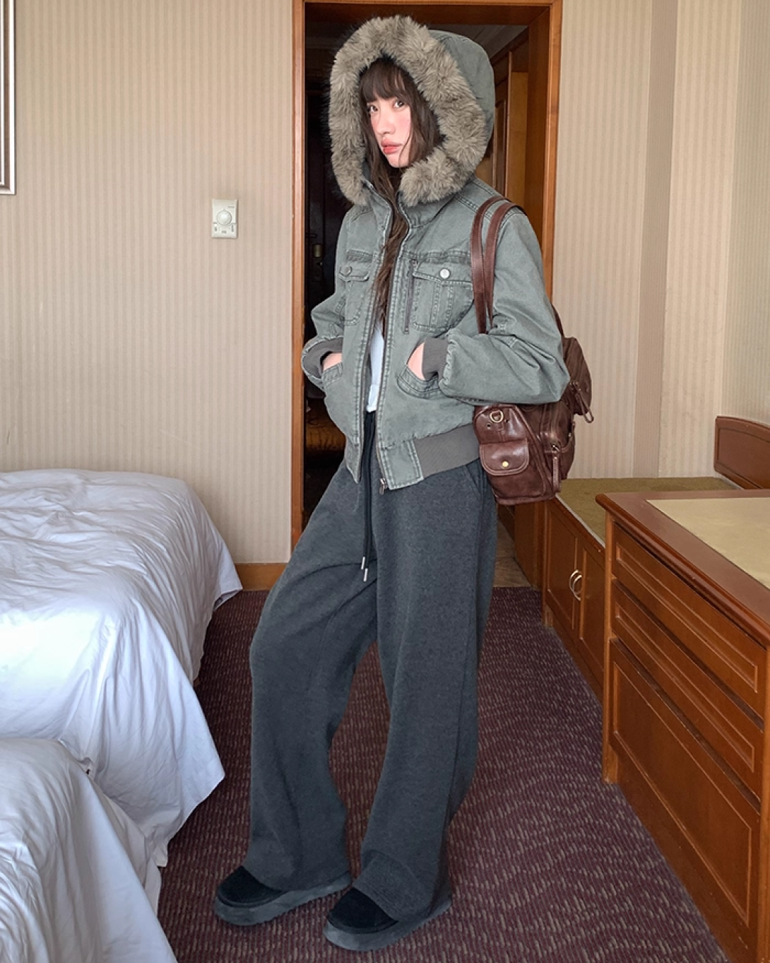 Wash Design Boa Hood Padded Jacket BU0101