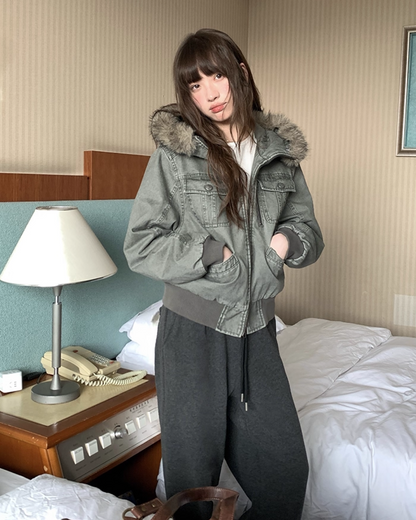 Wash Design Boa Hood Padded Jacket BU0101