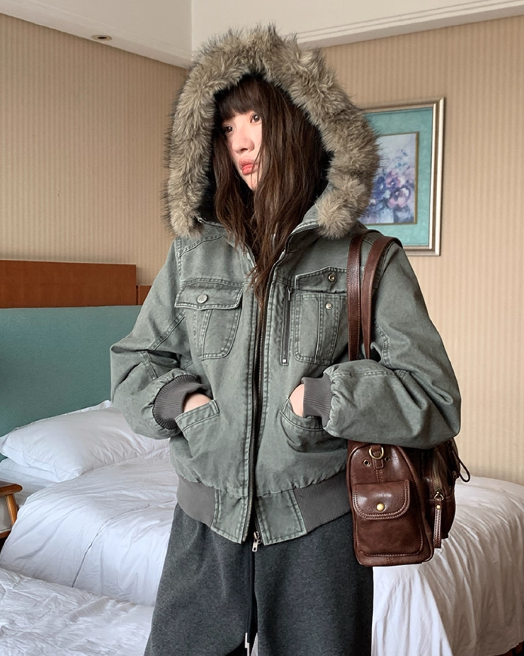 Wash Design Boa Hood Padded Jacket BU0101
