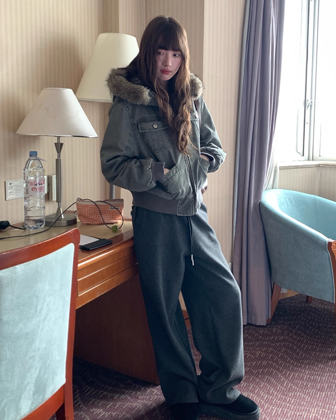 Wash Design Boa Hood Padded Jacket BU0101